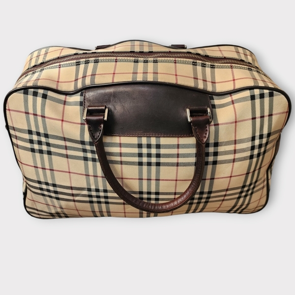 BURBERRY House Check Travel Bag w/Strap, Brown - Picture 6 of 16